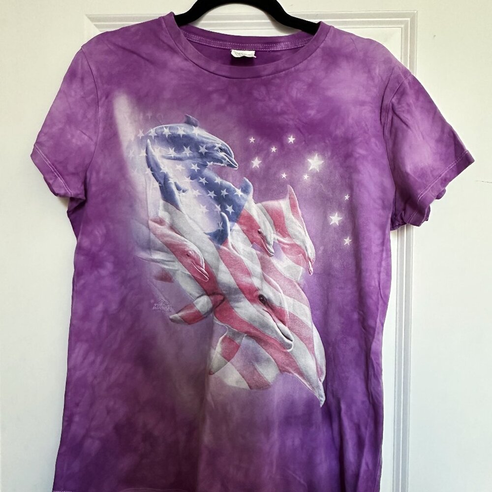 Vintage 2012 4th of July Dolphin Americana Graphic T-Shirt - Womens M/L